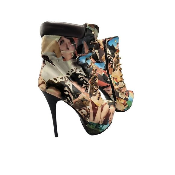 SHOE REPUBLIC WOMEN'S GRAPHIC ANKLE HIGH HEEL BOOT Size‎ 11 - Picture 3 of 11